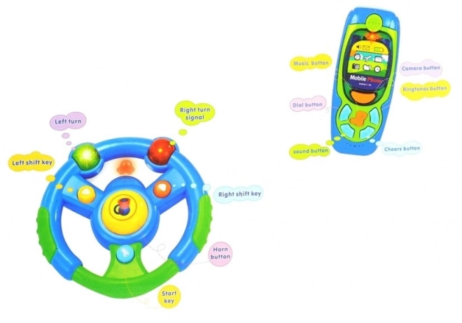 Ensemble de musique interactif pour enfants - volant, téléphone et clés