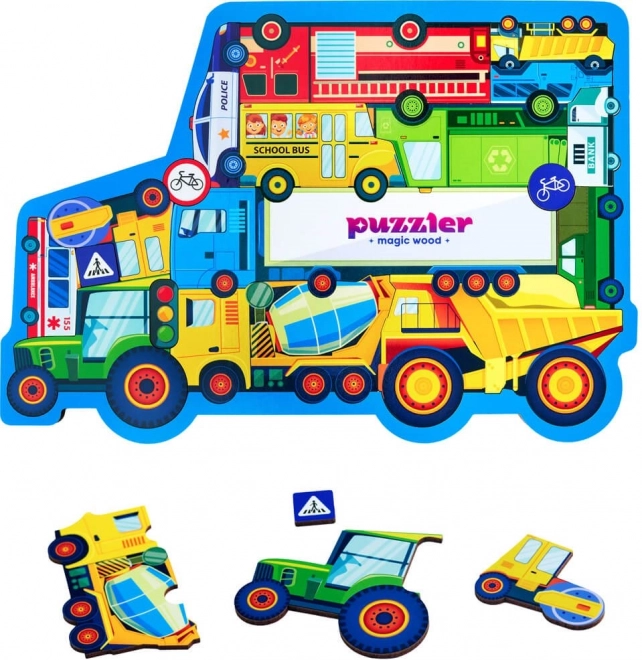 WOODLIKA Puzzle en bois Monde des moyens de transport 18 pièces