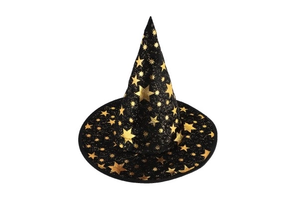 Chapeau de sorcier + cape pour enfants diamètre 38cm noir-doré en sac de carnaval