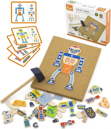 Panneau de liège à clouer en bois Robots 45 pièces VIGA Montessori