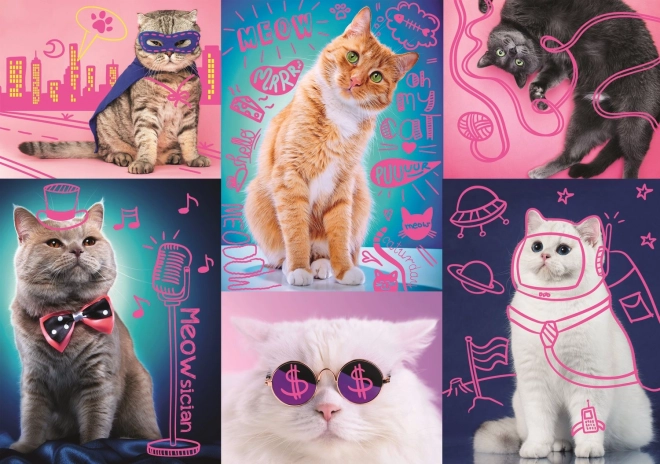 Puzzle Ligne Couleurs Néon - Super Chats 1000 pièces