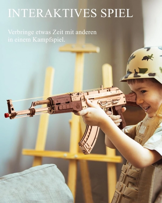 RoboTime 3D Puzzle mécanique en bois fusil d'assaut AK-47