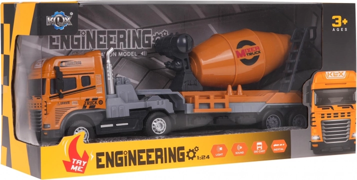 Camion de chantier – bétonnière avec lumières et sons 1:24
