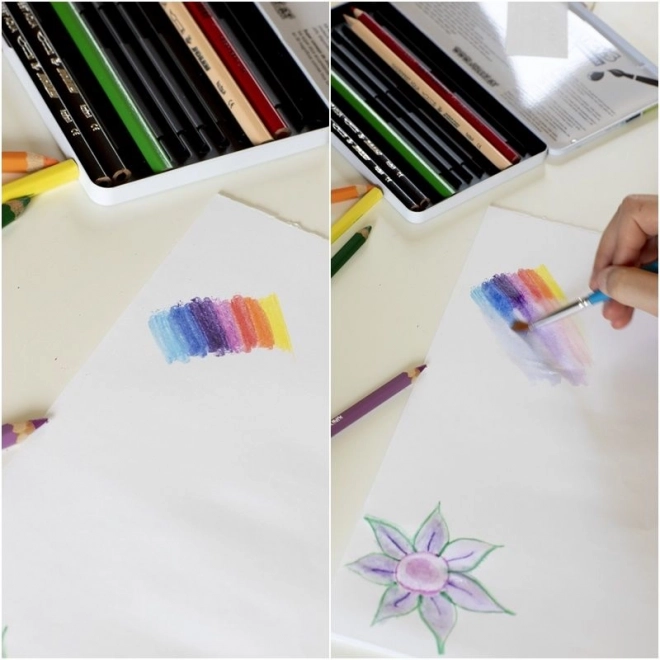 Crayons de couleur Supersticks Aqua 12 couleurs dans une boîte en métal