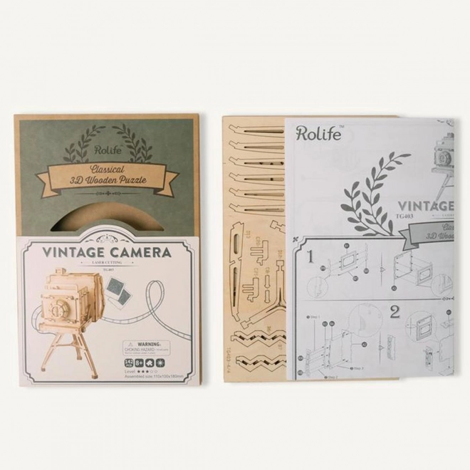Puzzle 3D en bois Appareil photo historique