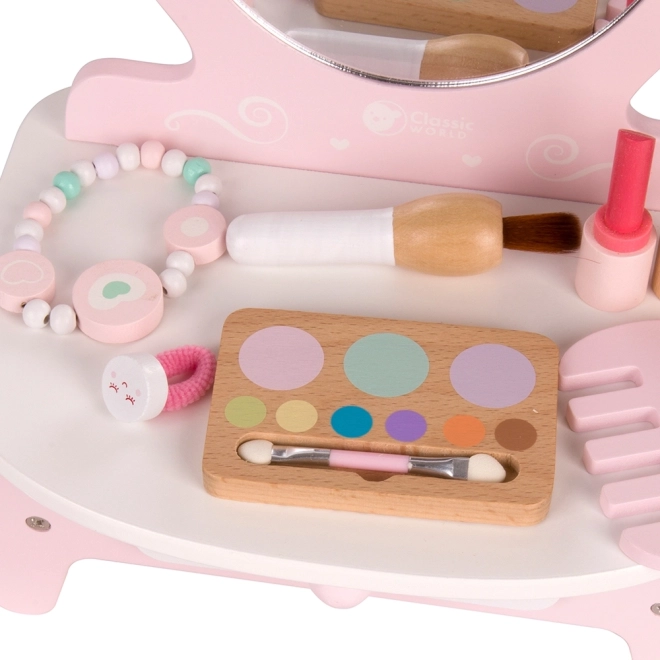 Coiffeuse en bois pour enfants avec miroir et accessoires Classic World