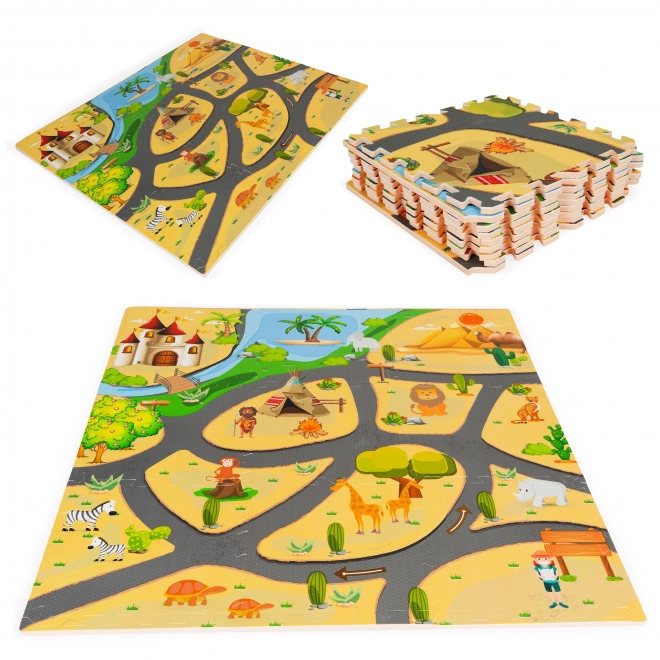 ECOTOYS Puzzle en mousse Safari avec bordure