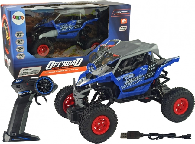 Voiture tout-terrain de course télécommandée 2,4 GHz bleu