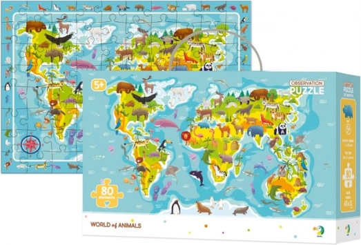 Puzzle Monde des animaux 80 pièces 45 × 31 cm