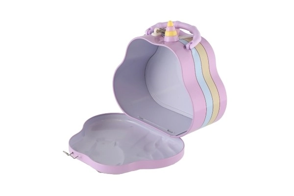Tirelire sac à main licorne en métal avec serrure 15x14cm 3 couleurs dans une boîte en plastique
