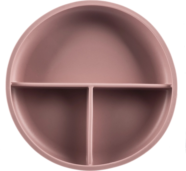 Assiette compartimentée en silicone avec ventouse, Old Pink