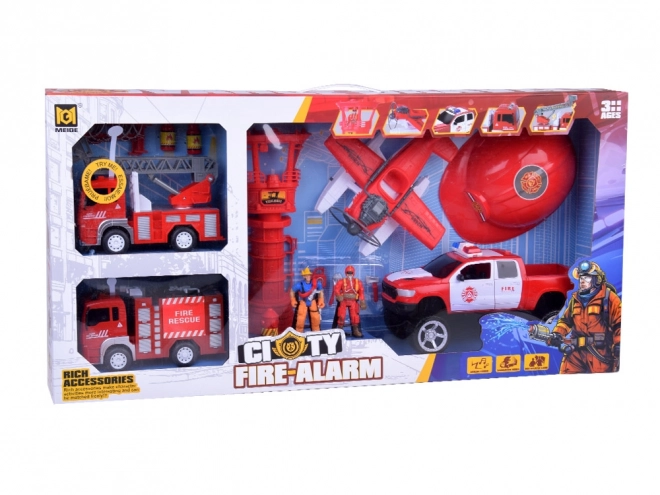 Grand véhicule de pompiers avec son et casque pour enfants