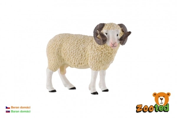 Mouton domestique bélier zooted plastique 9cm en sachet