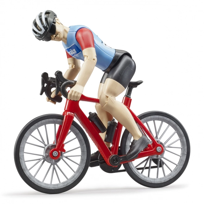 Vélo de course Bruder avec figurine de cycliste