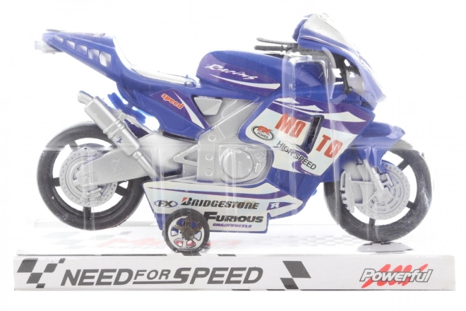 Moto en plastique bleu à inertie