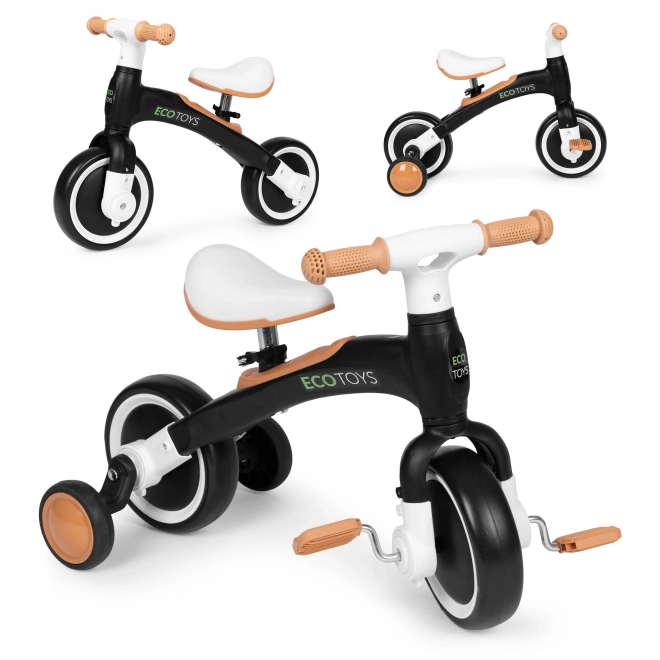 Draisienne avec pédales et roulettes latérales noires ECOTOYS