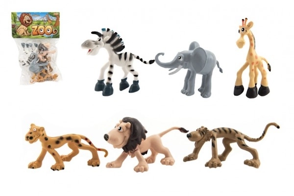 Animaux safari joyeux ZOO plastique 9-10cm 6pcs dans un sachet