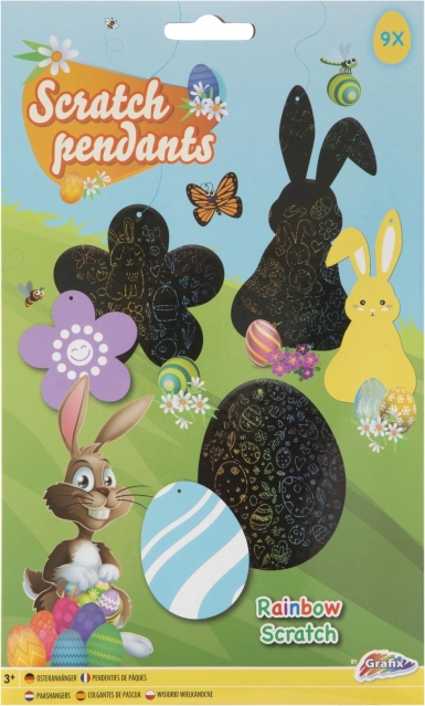 Pendentifs de Pâques à gratter – lot de 3 pièces avec grattoir
