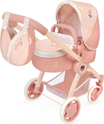 Poussette pliable pour poupées 3 en 1 avec sac Tulipe 70 cm