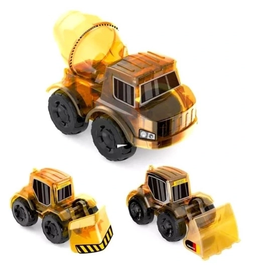 Kit éducatif de véhicules de construction solaires 3 en 1 pour enfants Pelle Chargeuse à béton Bulldozer