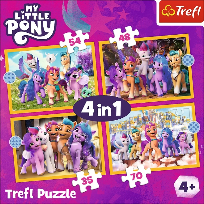 TREFL Puzzle My Little Pony : Faites connaissance avec les poneys 4 en 1 (35,48,54,70 pièces)