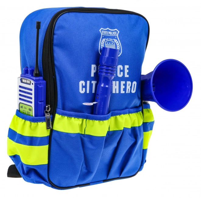 Équipement pour petit policier dans un sac à dos - set de police