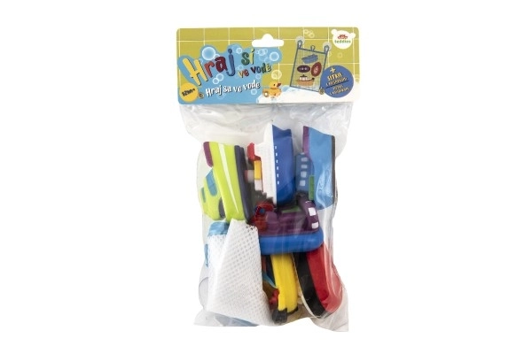 Bateaux en caoutchouc pour le bain avec filet dans un sac 18x27x6cm 12m+