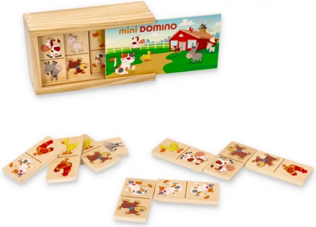 Mini domino avec des animaux en boîte