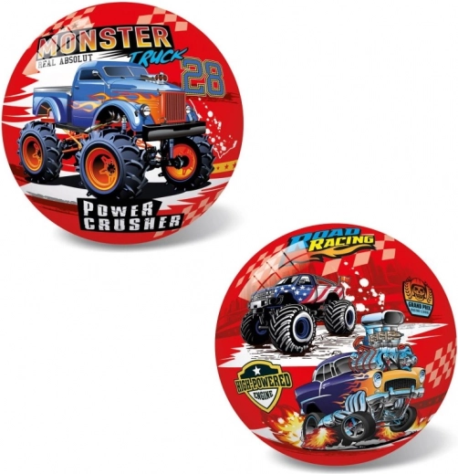 balle avec motif monster truck, 14 cm