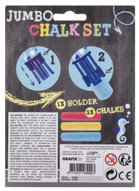 Craies de trottoir Jumbo + support 3 pcs