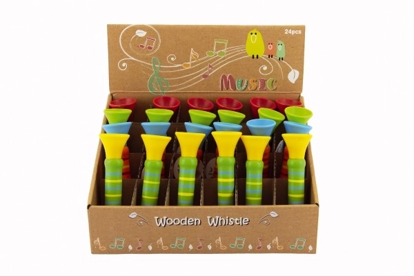 Trompette en bois colorée - 12 cm
