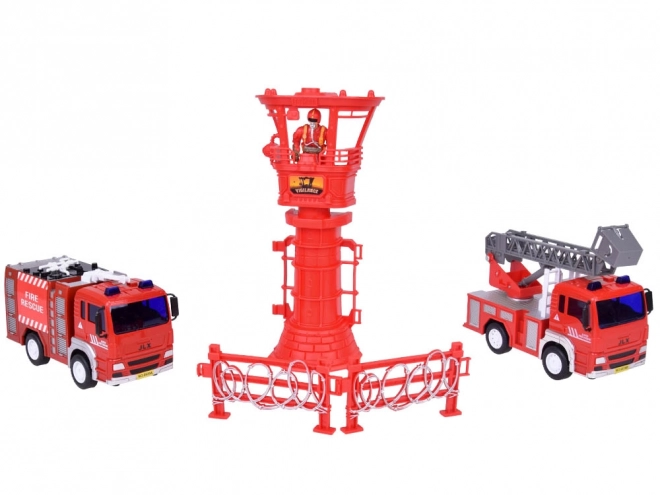 Grand véhicule de pompiers avec son et casque pour enfants