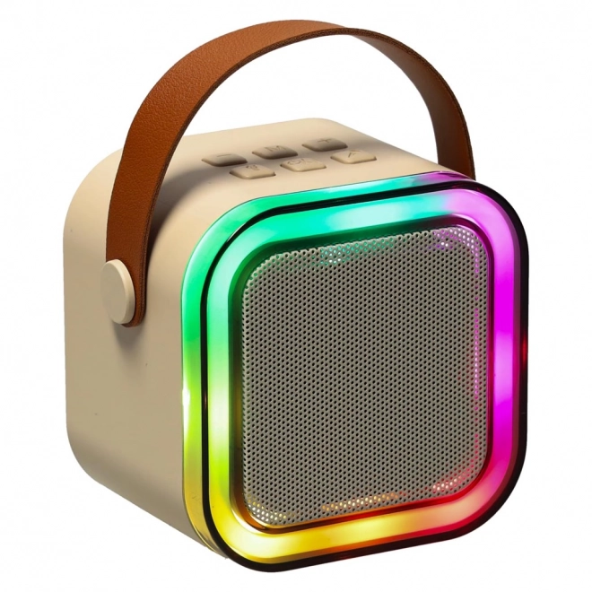 Ensemble Karaoke 2 microphones + haut-parleur portable BLUETOOTH USB LED couleur beige