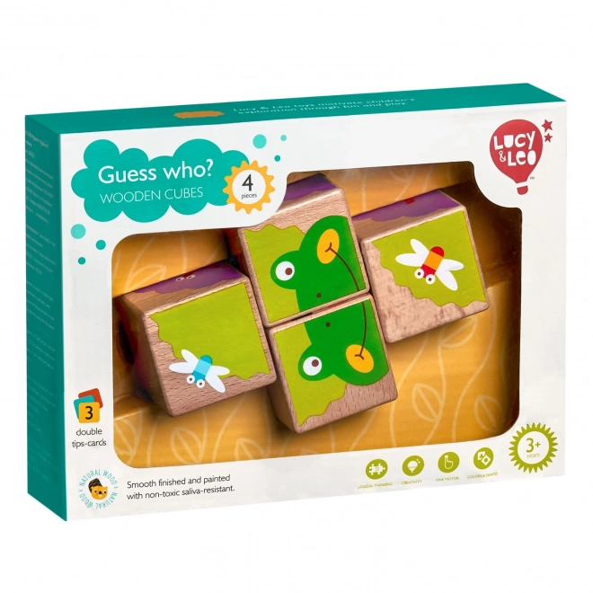 Lucy & Leo Où Va L'animal - 4 cubes en bois illustrés