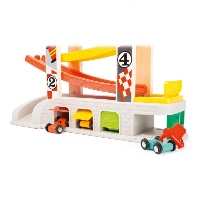 Circuit de course avec parking et garages