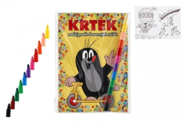 Livres à colorier Krtek A5 - Peignez selon les points de couleur avec crayons de cire