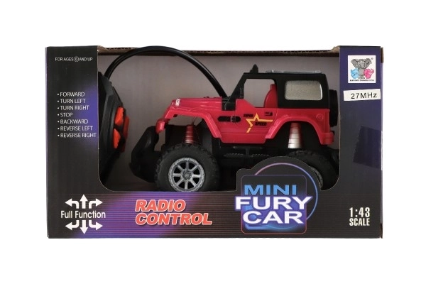 Voiture RC tout-terrain 14cm plastique 27MHz à piles avec lumière en boîte 20x11x10cm