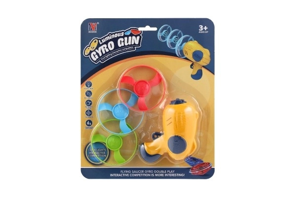Hélice à lancer 3 pièces + démarreur pistolet plastique 4 couleurs sur carte 21,5x26x6cm