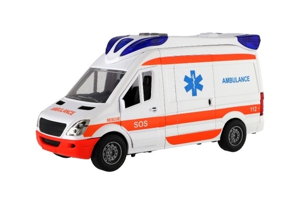 Ambulance pour enfants avec brancard et signaux lumineux