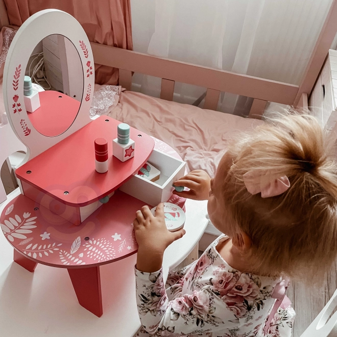 Coiffeuse en bois rose avec miroir Tooky Toy