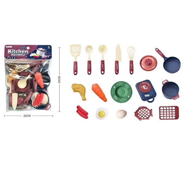 Ensemble de cuisine avec cuisinière et vaisselle