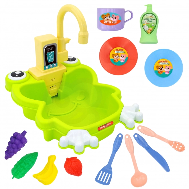 Woopie évier en forme de grenouille pour enfants avec batterie et fonction d'eau