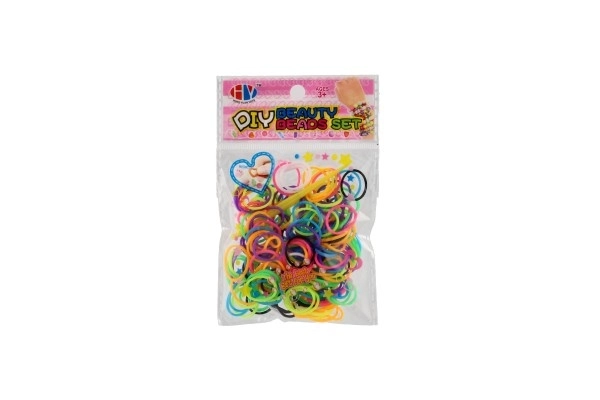 Créez votre propre bracelet - élastiques colorés 200 pièces avec crochet dans un sachet 8,5x13cm