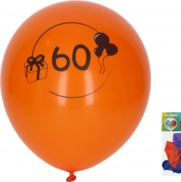Ballons chiffre 60, 30 cm, assortiment de couleurs, lot de 5 pièces