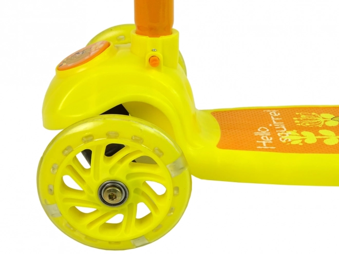 Trottinette d'équilibre Tricycle Roues Lumineuses Écureuil Jaune