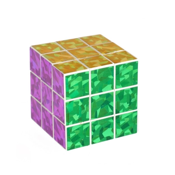 Cube de puzzle pliable en plastique scintillant 6,5x6,5cm dans un sac