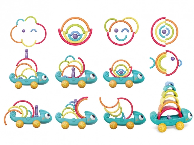 Puzzle arc-en-ciel Caméléon Montessori 18m+