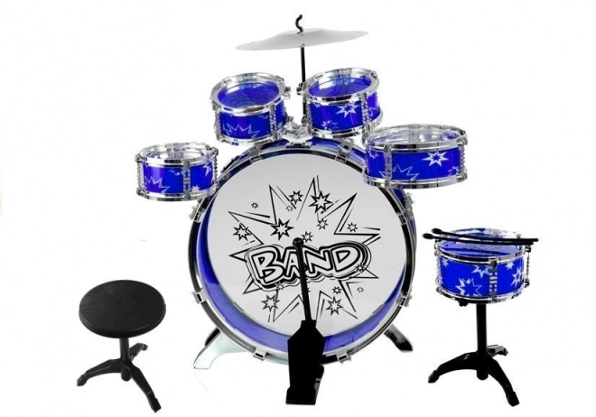 Grande batterie 6 tambours + cymbale + pédale Bleu