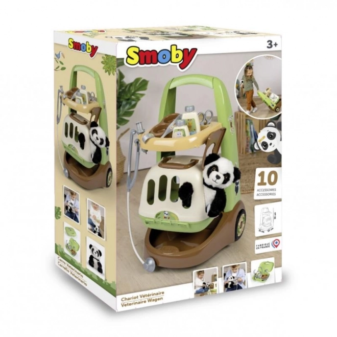 Chariot vétérinaire avec panda et box de transport 2 en 1