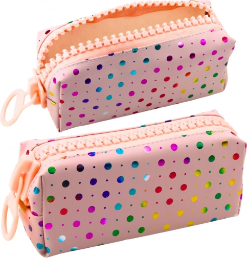 Trousse scolaire Grands pois roses avec grande fermeture éclair